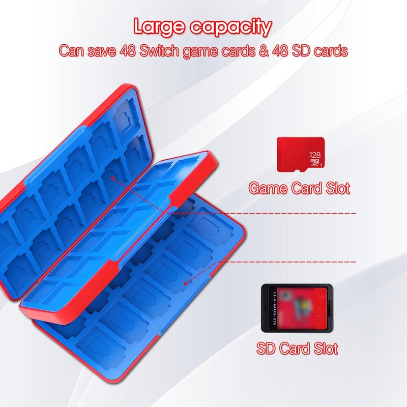 PERFECTSIGHT Store Switch Game Card Case for Nintendo Switch 2/ OLED / Lite, Cute 48 Switch Game Holder Cartridge Case for Game Cards and SD Cards, Kawaii Portable Compact Storage Box, Red - Image 2